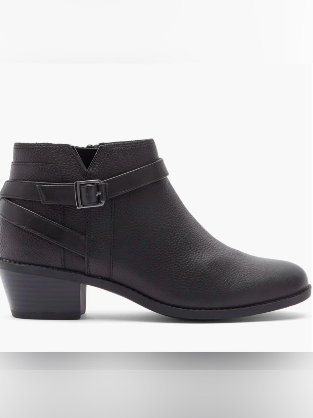 Classic Black Leather Ankle Boot with Buckle NWOB VIONIC 7.5